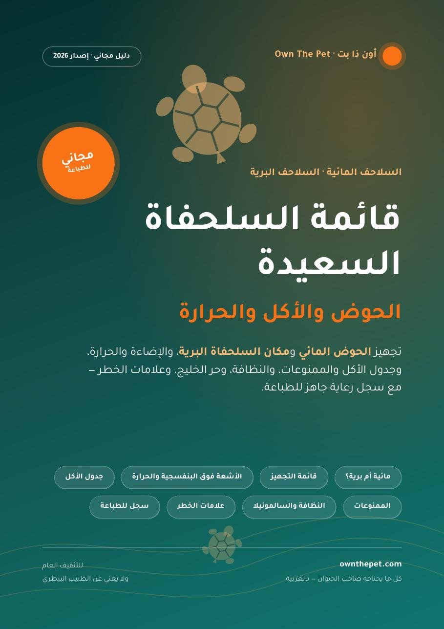 قائمة السلحفاة السعيدة: الحوض والأكل والحرارة